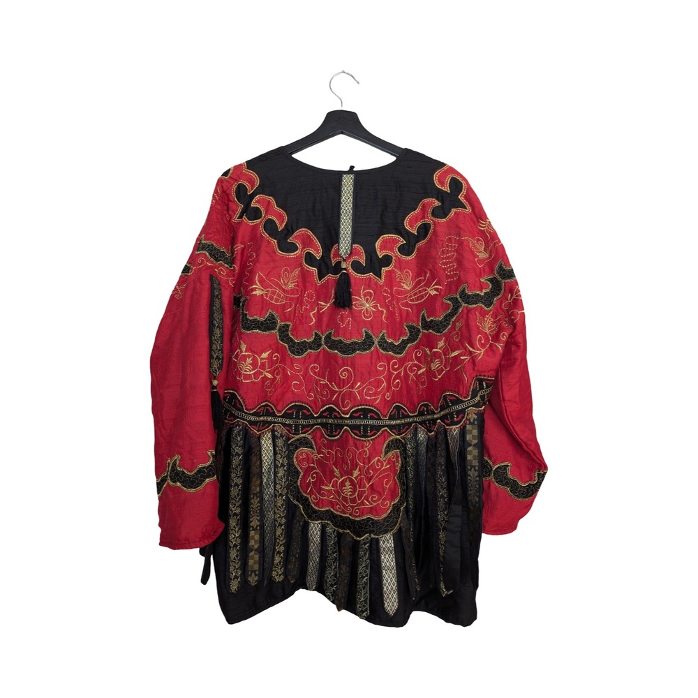 Vintage Silk Embroidered Tunic Jacket India Boho Festival Tassel - Picture 2 of 8